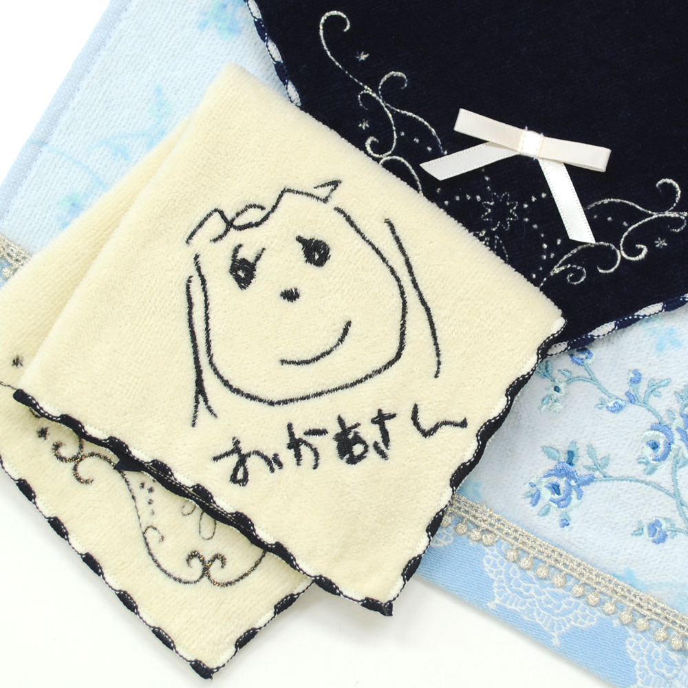 似顔絵刺繍タオルハンカチ データ送付