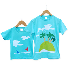 お名前親子ペアTシャツ-小さなヤシの木の島で
