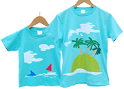 お名前親子ペアTシャツ-小さなヤシの木の島で