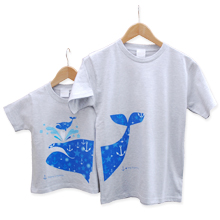 お名前親子ペアTシャツ-おやクジラこクジラ